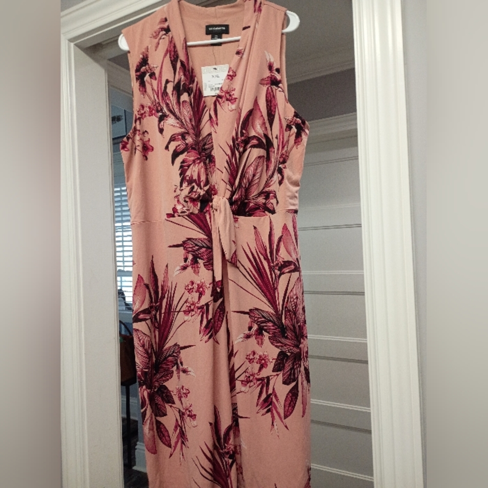 Liz Claiborne Pink and Burgundy Floral Knee Length Dress New Size XXL